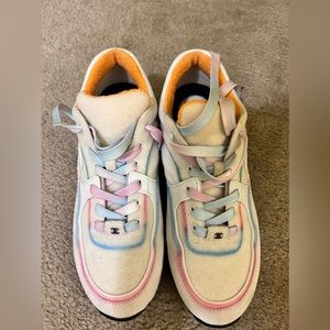 Chanel CC Multi-Color Leather and Fabric Low-Top Sneakers